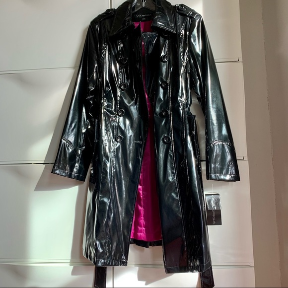 NWT Via Spiga Black Trench Coat Size M - Picture 2 of 12